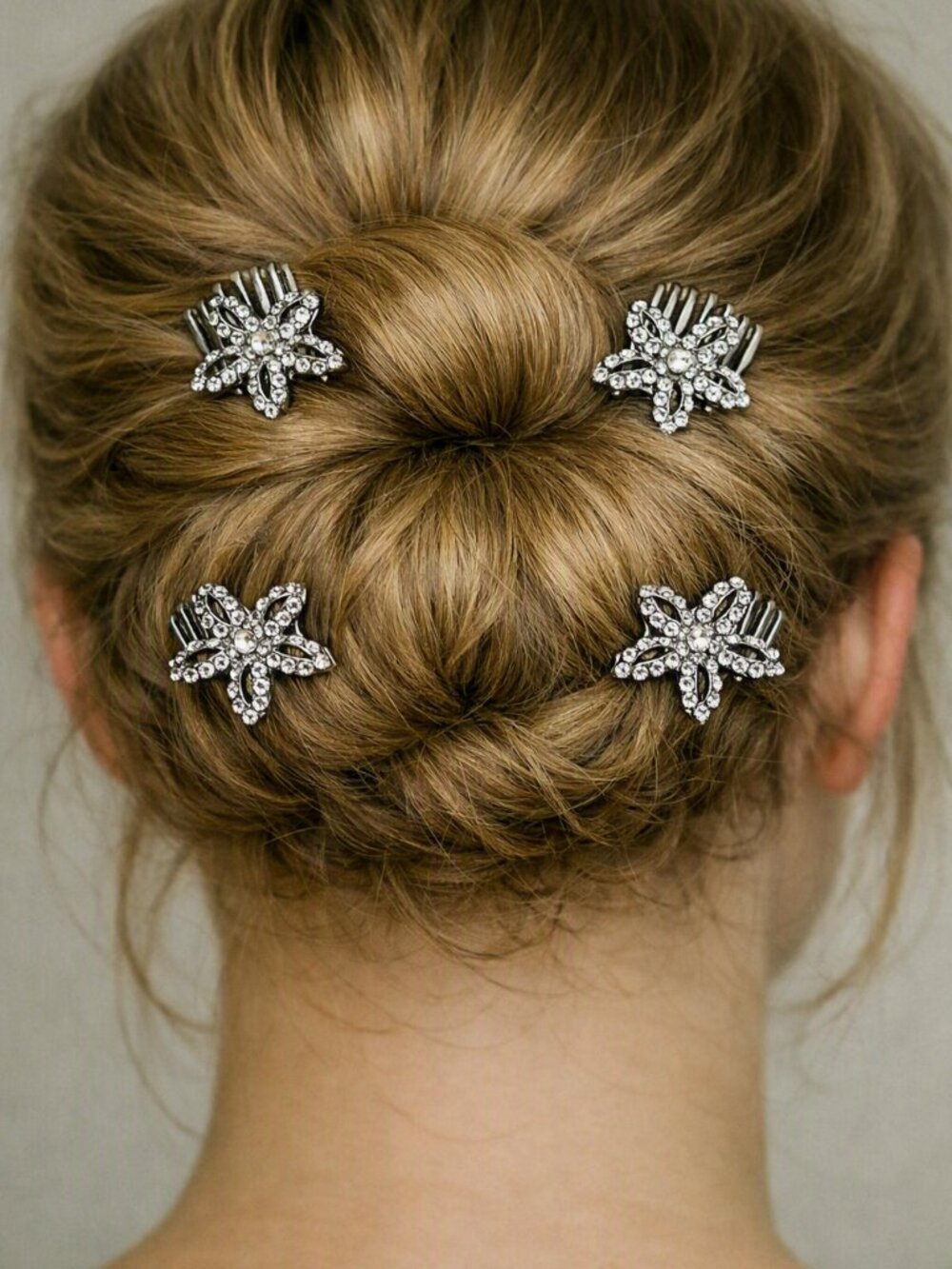 NEW ~ CRYSTAL FLOWER BUN PINS